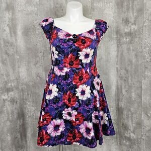 Modcloth X Collectif Womens US12 UK16 Pink Purple Floral Mini Doleres Dress